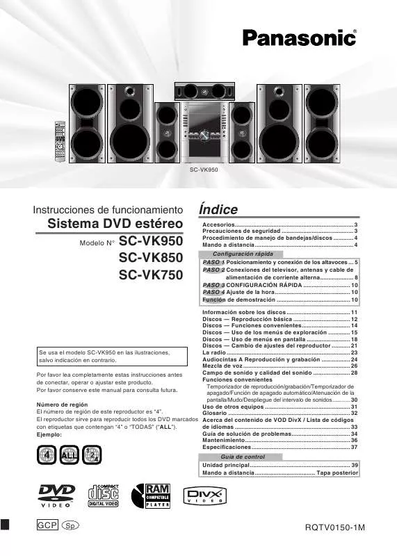 Mode d'emploi PANASONIC SC-VK750