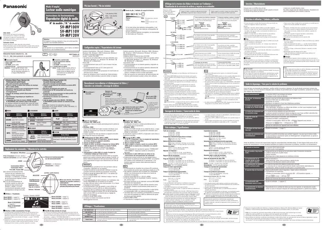 Mode d'emploi PANASONIC SV-MP110V