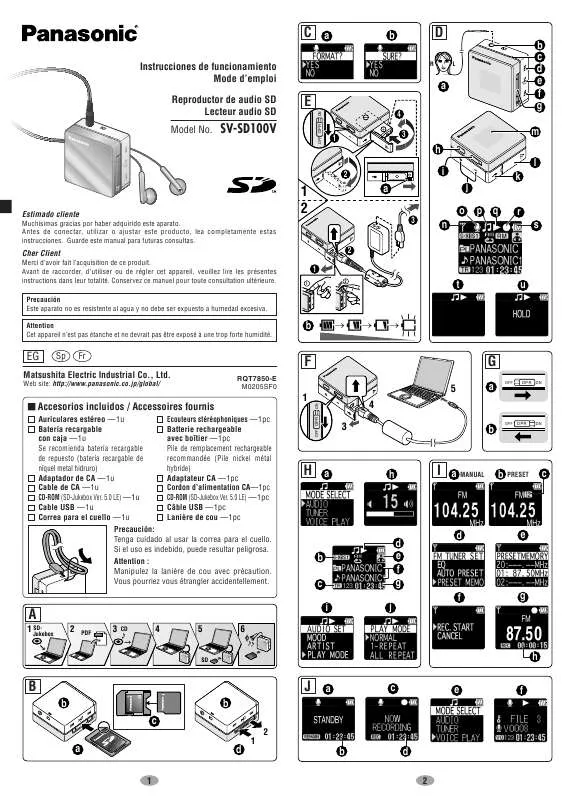 Mode d'emploi PANASONIC SV-SD100V