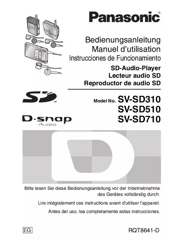 Mode d'emploi PANASONIC SV-SD510