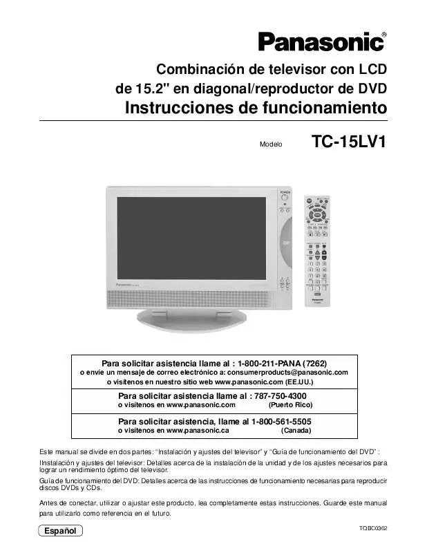 Mode d'emploi PANASONIC TC-15LV1