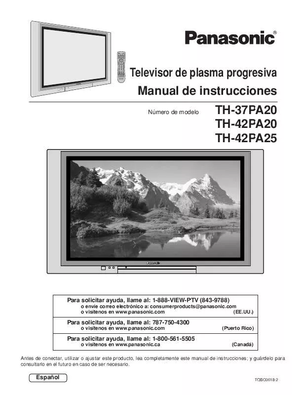 Mode d'emploi PANASONIC TH-37PA20UP