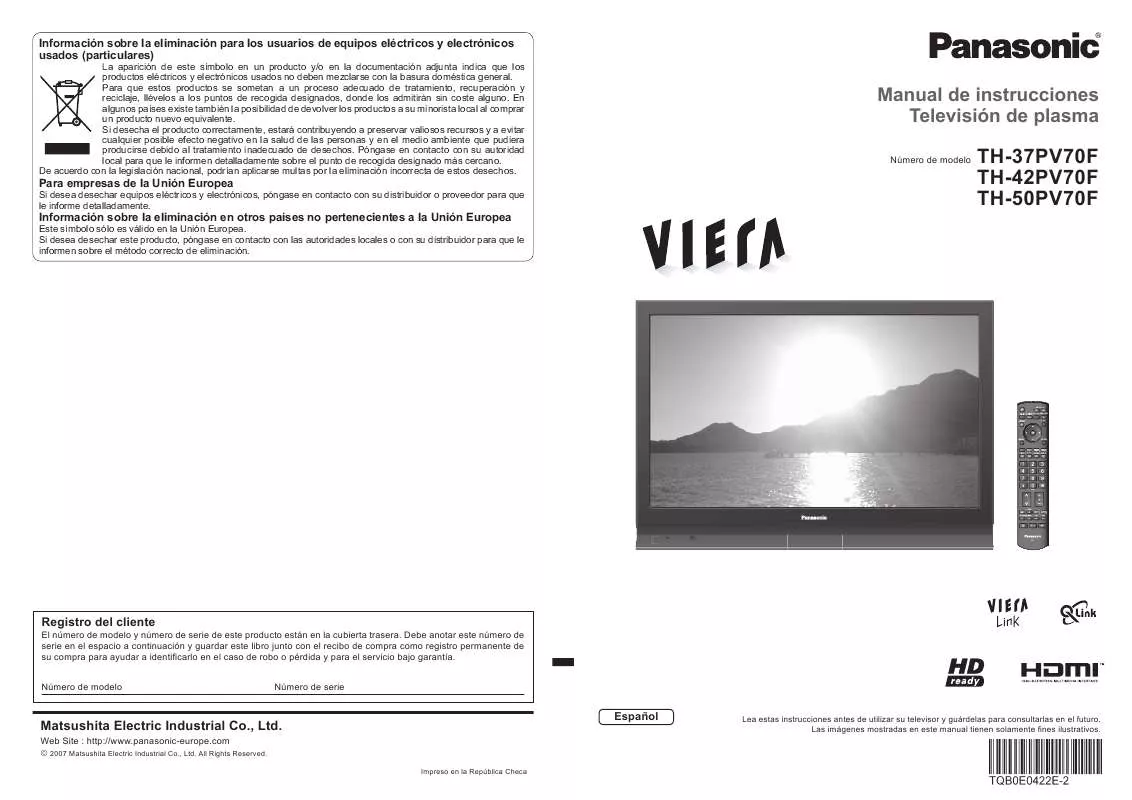 Mode d'emploi PANASONIC TH-37PV70F