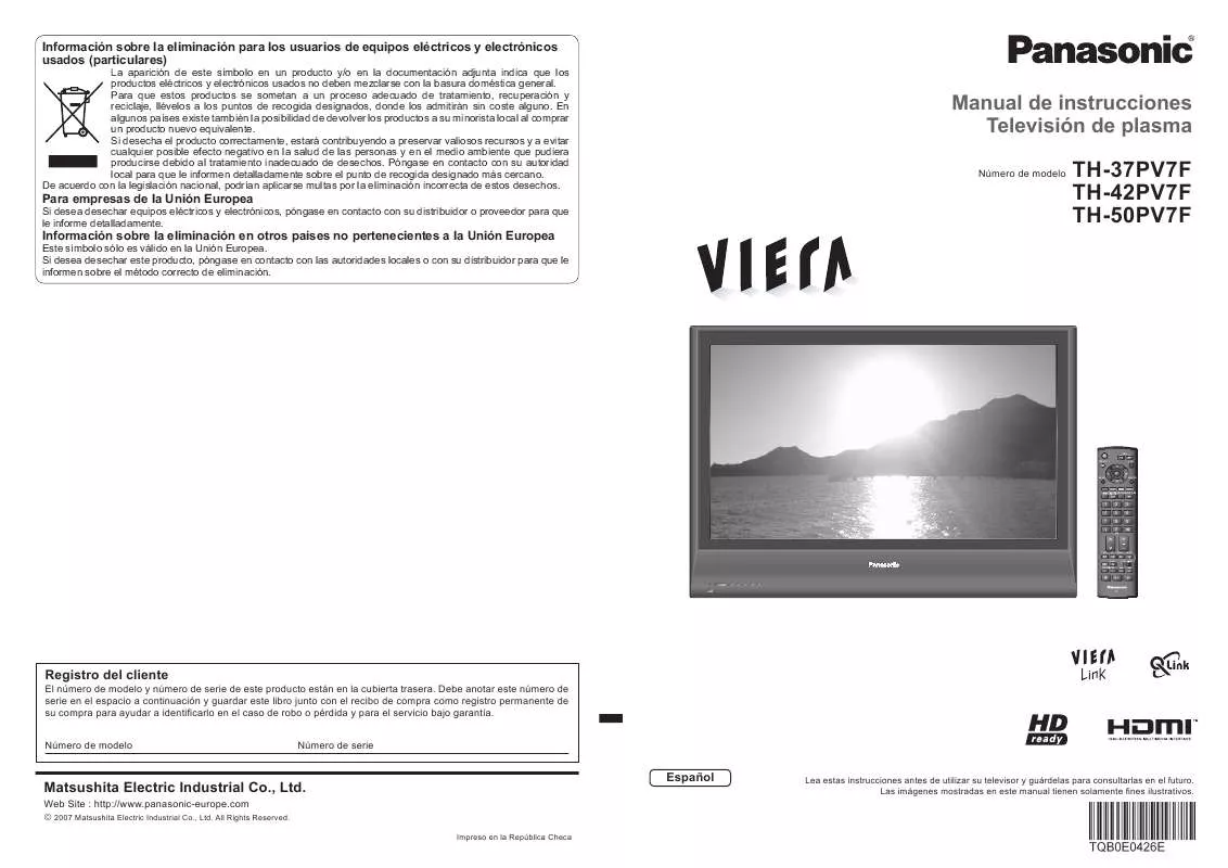 Mode d'emploi PANASONIC TH-37PV7F