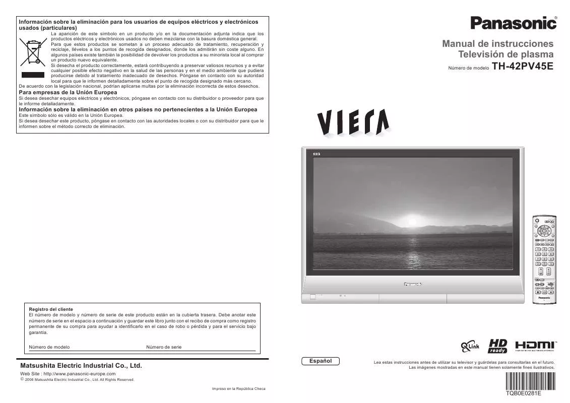 Mode d'emploi PANASONIC TH-42PV45E