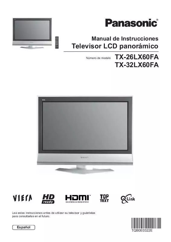 Mode d'emploi PANASONIC TX-26LX60FA