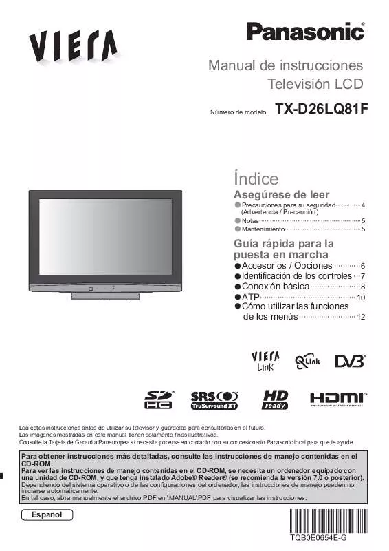 Mode d'emploi PANASONIC TX-D26LQ81F