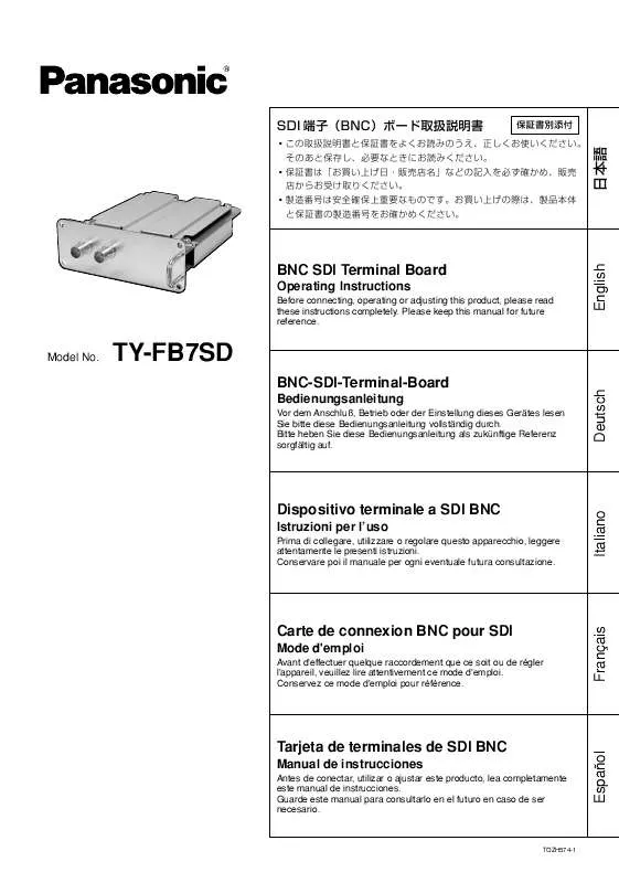 Mode d'emploi PANASONIC TY-FB7SD