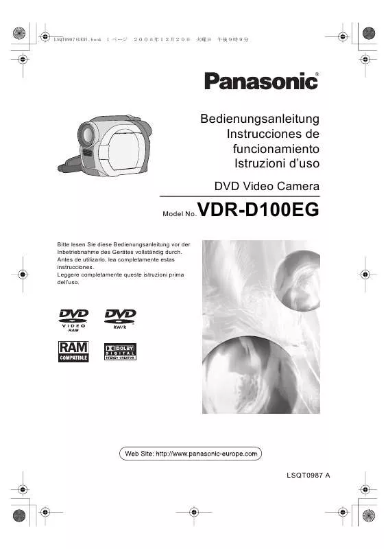 Mode d'emploi PANASONIC VDR-D100EG