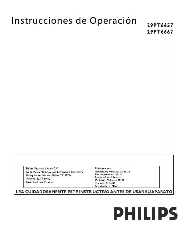 Mode d'emploi PHILIPS 29PT6657