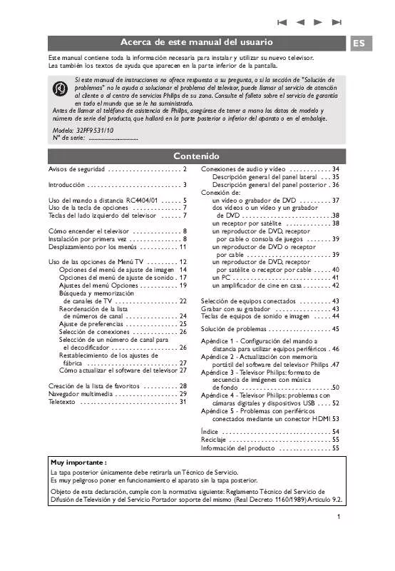 Mode d'emploi PHILIPS 32PF9531