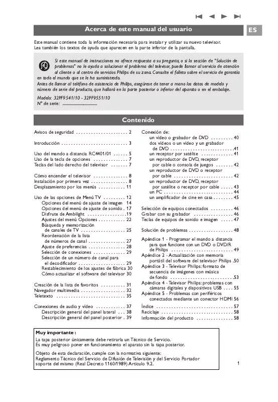 Mode d'emploi PHILIPS 32PF9541