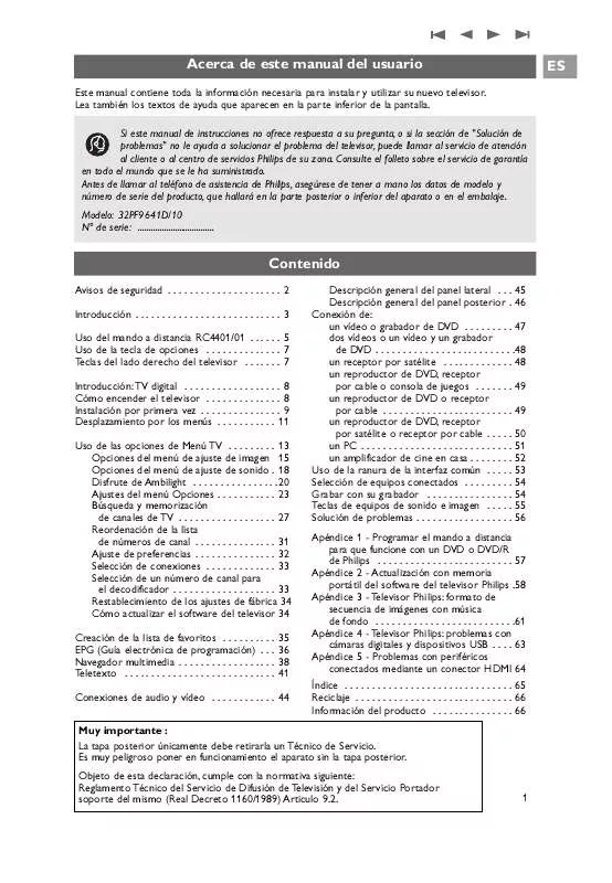 Mode d'emploi PHILIPS 32PF9641D