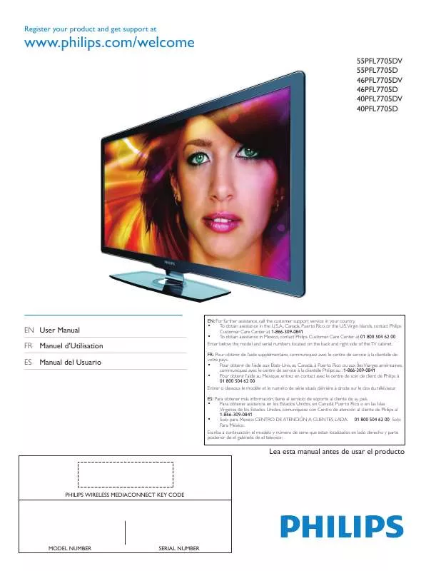 Mode d'emploi PHILIPS 40PFL7705D