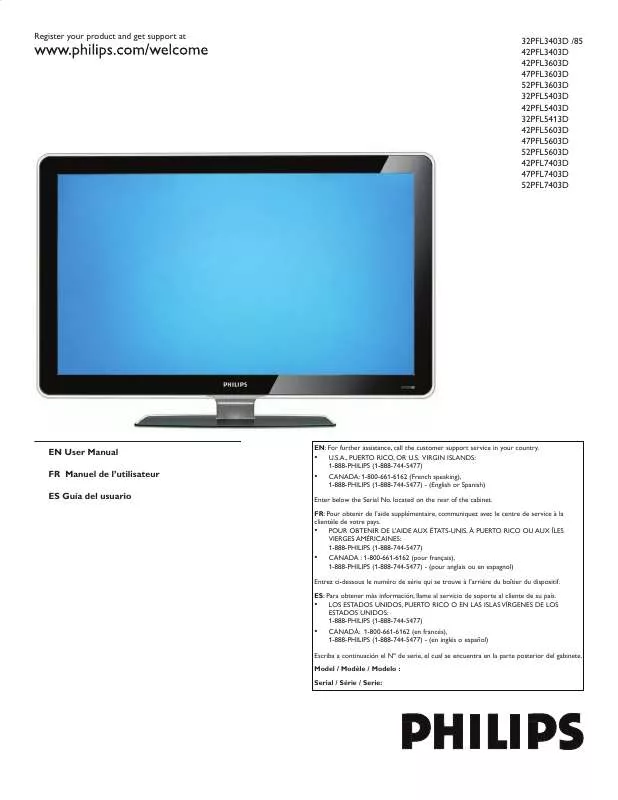 Mode d'emploi PHILIPS 42PFL3403D