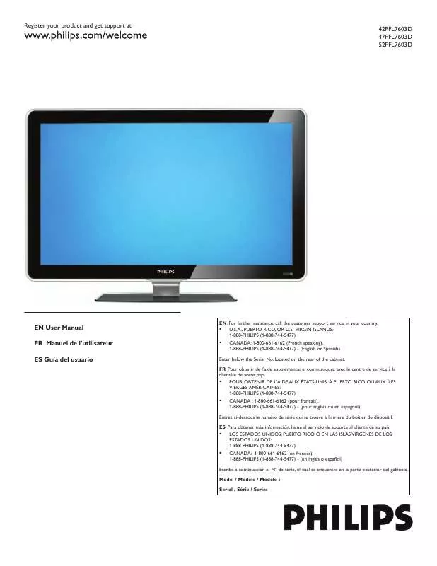 Mode d'emploi PHILIPS 42PFL7603D