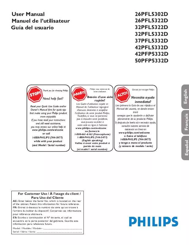 Mode d'emploi PHILIPS 42PFP5332D