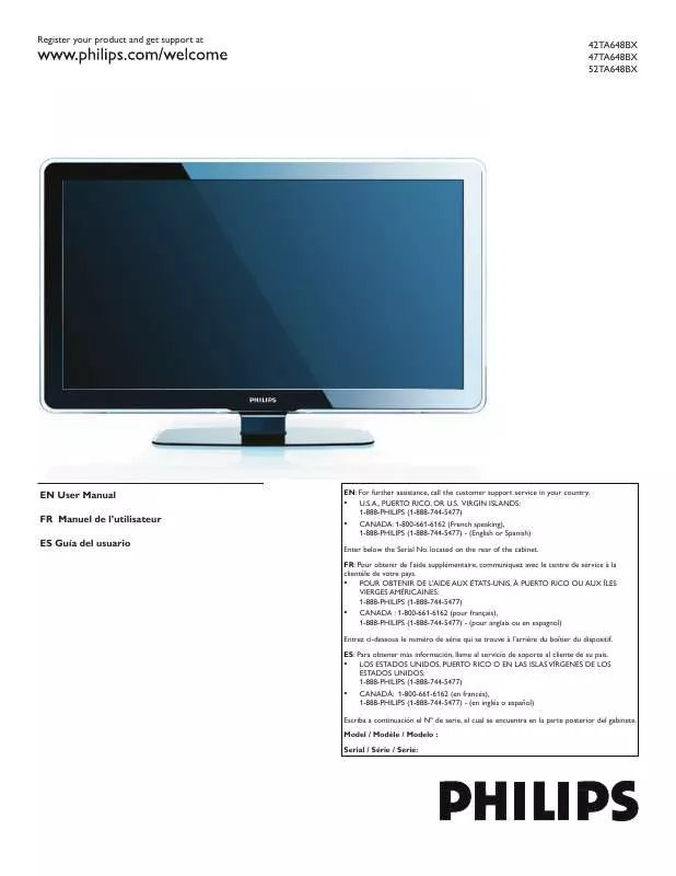 Mode d'emploi PHILIPS 42TA648BX