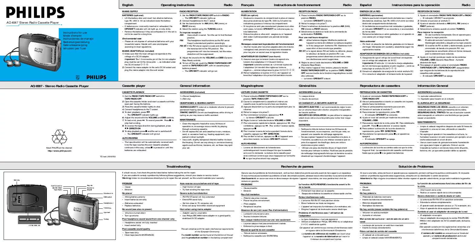 Mode d'emploi PHILIPS AQ6587