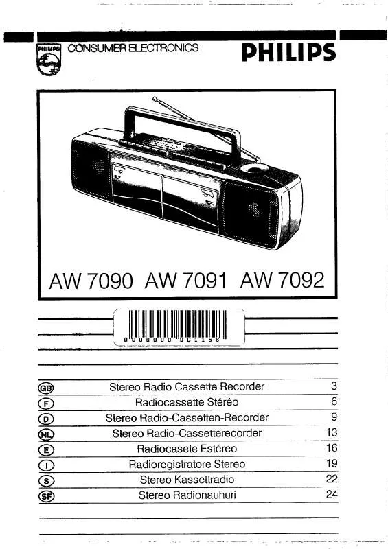 Mode d'emploi PHILIPS AW7091