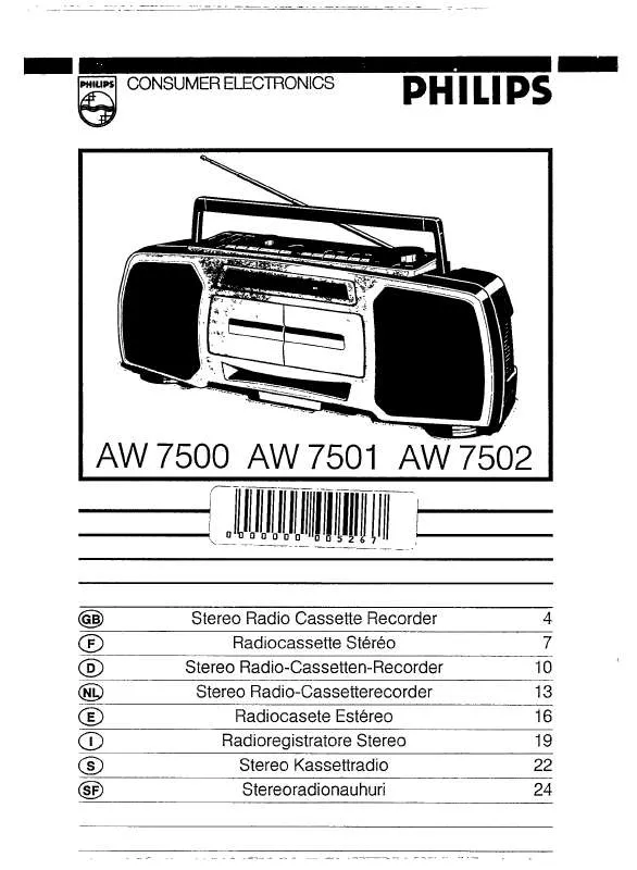 Mode d'emploi PHILIPS AW7502