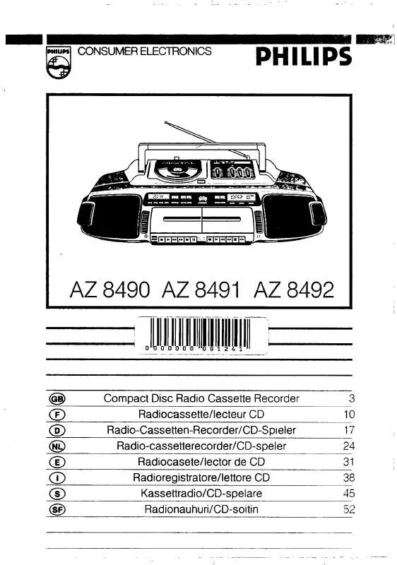 Mode d'emploi PHILIPS AZ8492