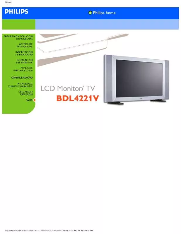 Mode d'emploi PHILIPS BDL4221VS