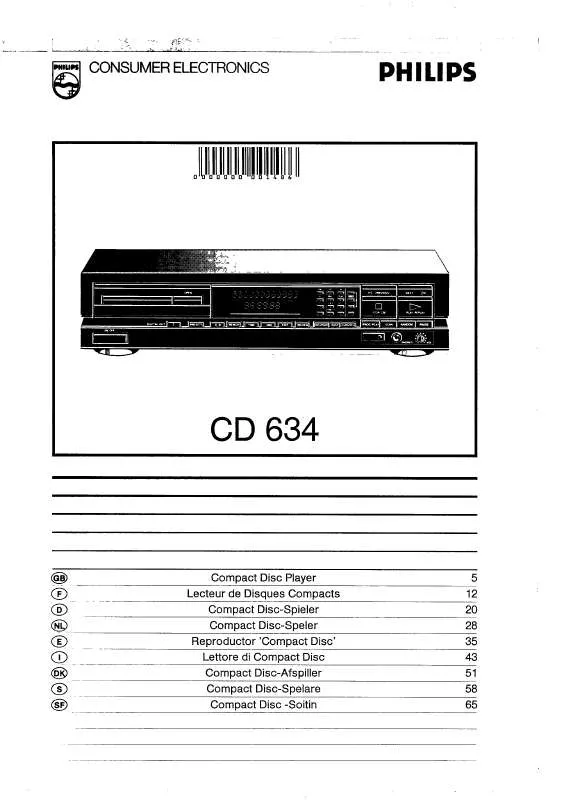 Mode d'emploi PHILIPS CD634