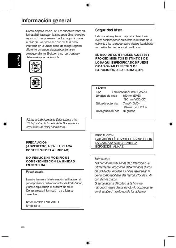 Mode d'emploi PHILIPS DVD625/001