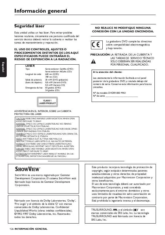 Mode d'emploi PHILIPS DVDR1000-004