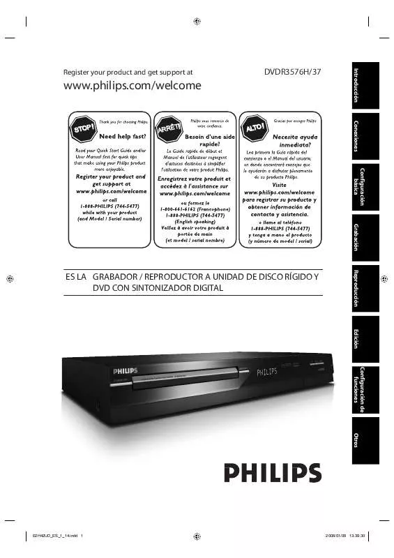 Mode d'emploi PHILIPS DVDR3576H