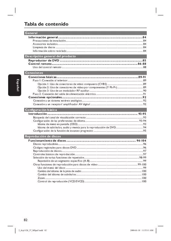 Mode d'emploi PHILIPS DVP1120/37B