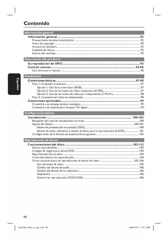 Mode d'emploi PHILIPS DVP3260