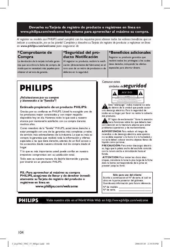 Mode d'emploi PHILIPS DVP3962