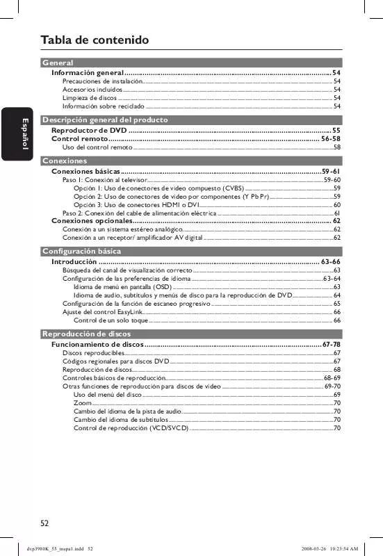 Mode d'emploi PHILIPS DVP3980KX