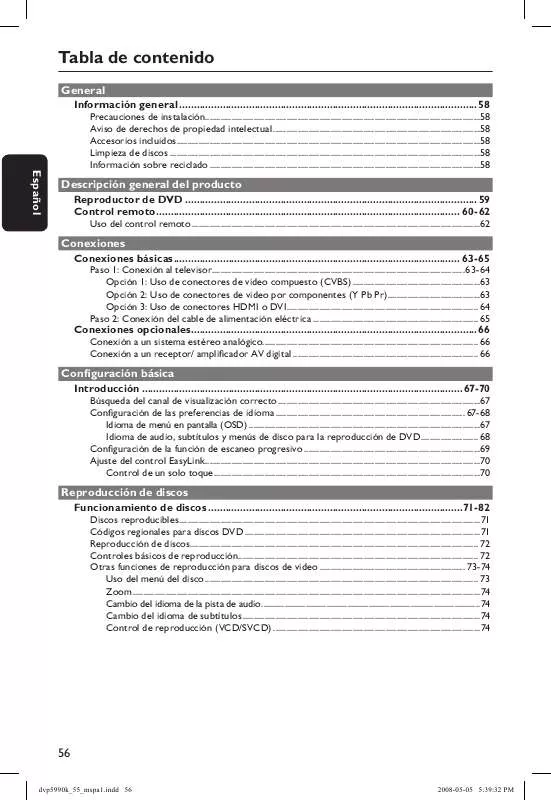 Mode d'emploi PHILIPS DVP5990K