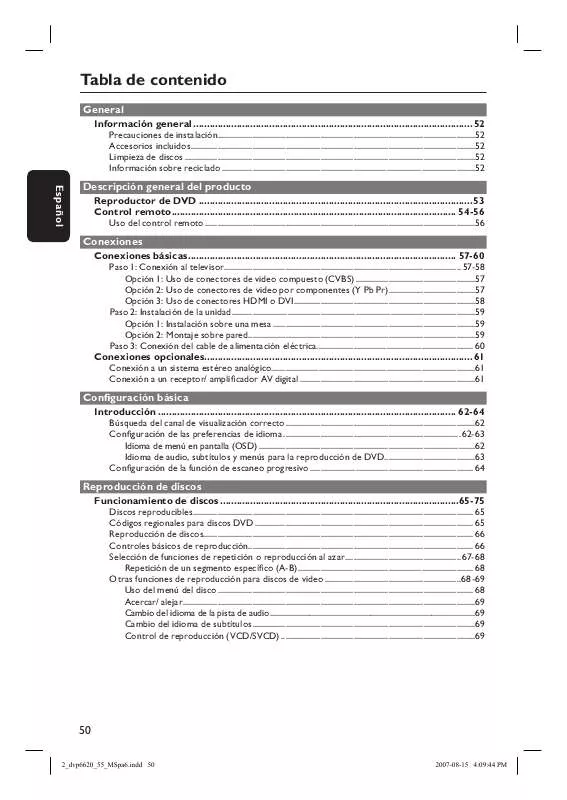 Mode d'emploi PHILIPS DVP6620