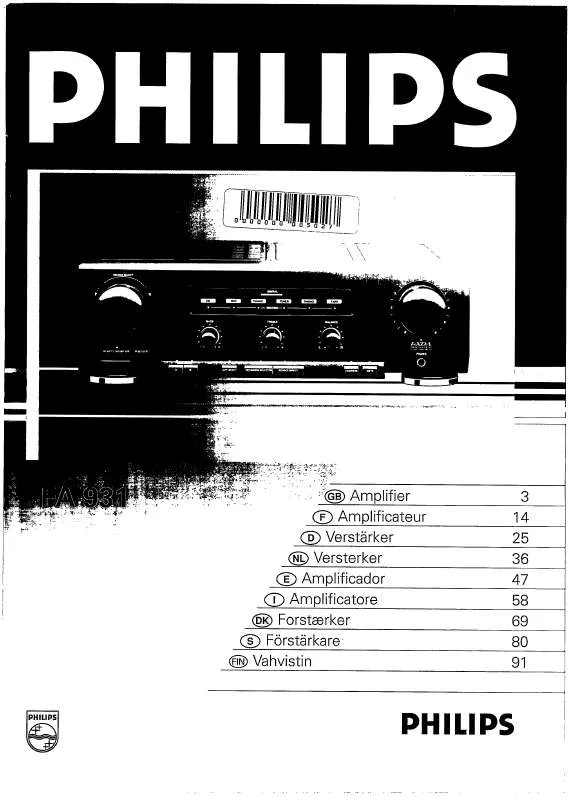 Mode d'emploi PHILIPS FA931