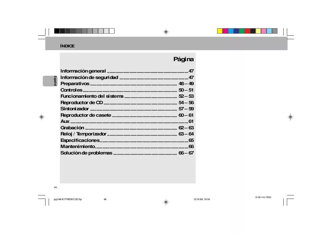 Mode d'emploi PHILIPS FW550C