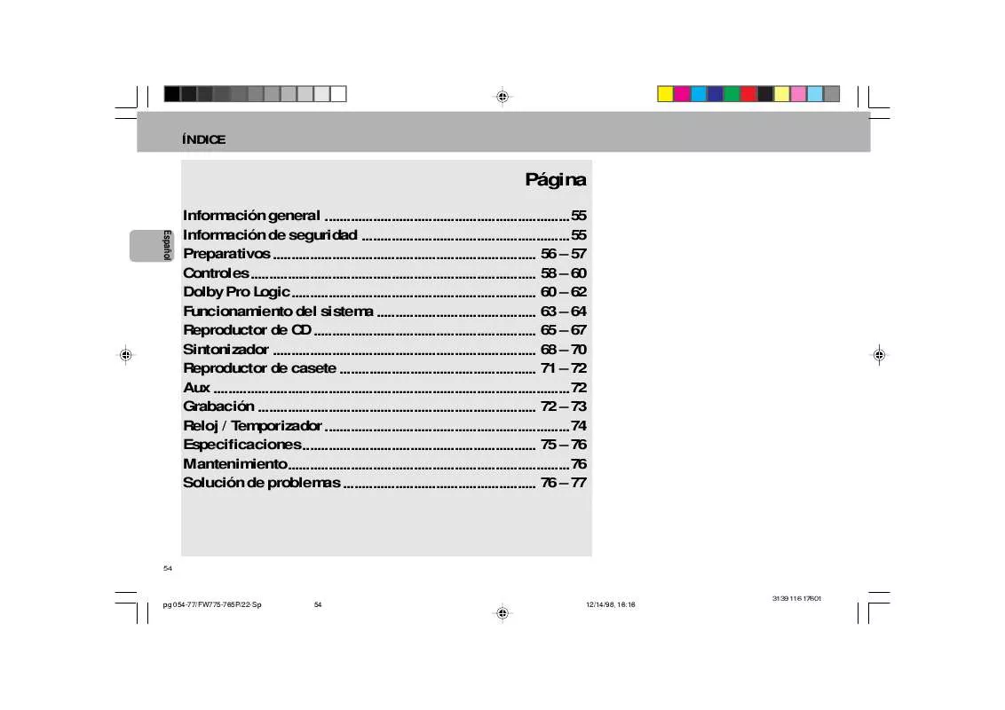 Mode d'emploi PHILIPS FW775P