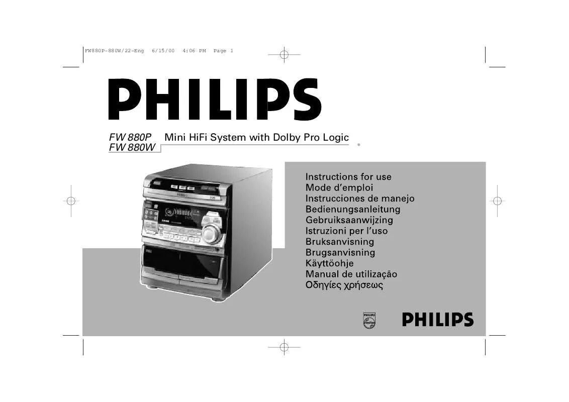 Mode d'emploi PHILIPS FW880SP/P22