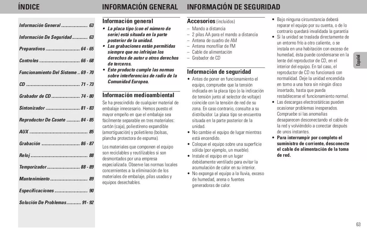 Mode d'emploi PHILIPS FW910SR/P22