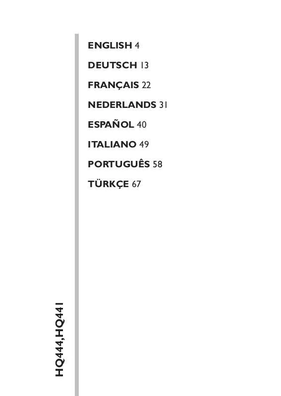 Mode d'emploi PHILIPS HQ444