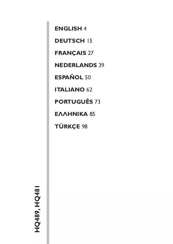 Mode d'emploi PHILIPS HQ481