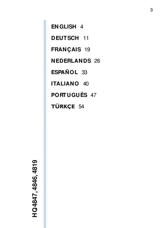 Mode d'emploi PHILIPS HQ4846