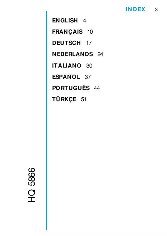 Mode d'emploi PHILIPS HQ5866