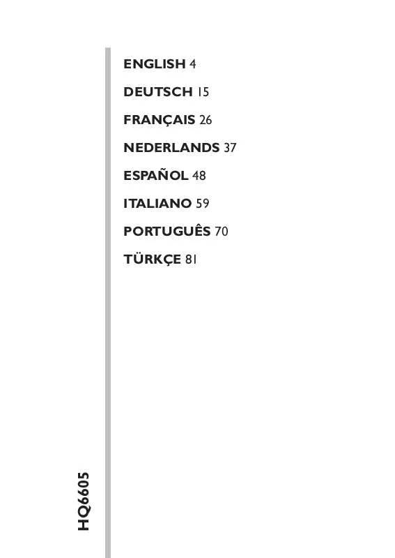 Mode d'emploi PHILIPS HQ6605