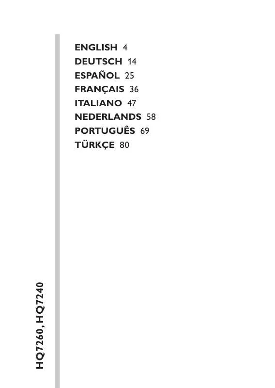 Mode d'emploi PHILIPS HQ7240