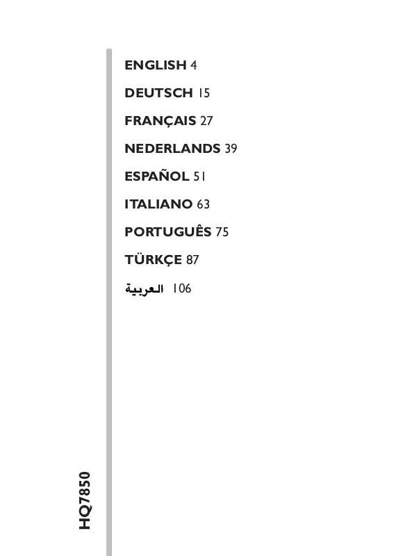 Mode d'emploi PHILIPS HQ7850