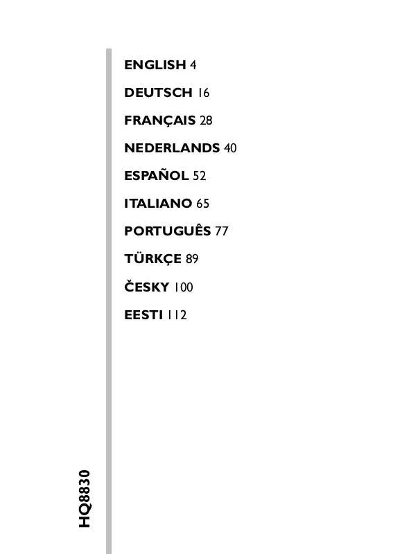 Mode d'emploi PHILIPS HQ8830